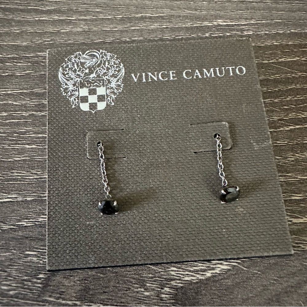 Vince Camuto Sterling Silver 925 Threader Earring Onyx Black